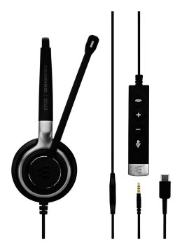 EPOS | SENNHEISER IMPACT SC 635 USB-C Zestaw słuchawkowy Przewodowa Opaska na głowę Połączenia/muzyka USB Type-C Czarny, Srebrny