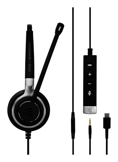 EPOS | SENNHEISER IMPACT SC 635 USB-C Zestaw słuchawkowy Przewodowa Opaska na głowę Połączenia/muzyka USB Type-C Czarny, Srebrny