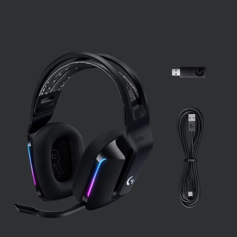 Logitech G G733 Zestaw słuchawkowy Bezprzewodowy Opaska na głowę Gaming Czarny Logitech G G733 Zestaw słuchawkowy Bezprzewodowy Opaska na głowę Gaming Czarny