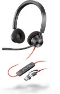 Poly Blackwire 3320 Stereo USB-C Headset +USB-C/A Adapter
