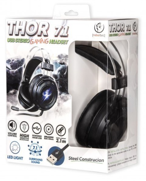 Rebeltec Słuchawki Gamingowe z mikrofonem THOR 7.1 virtual surround
