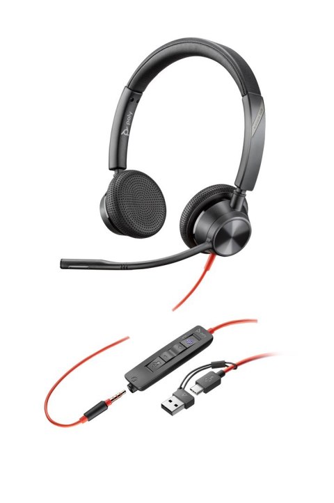 Słuchawki przewodowe POLY Blackwire 3325 Stereo Microsoft Teams Certified USB-C Headset 3.5mm Plug USB-C/A Adapter Przewodowa Op Słuchawki przewodowe POLY Blackwire 3325 Stereo Microsoft Teams Certified USB-C Headset 3.5mm Plug USB-C/A Adapter Przewodowa Op
