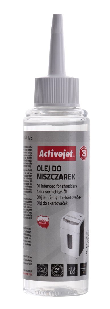 Olej do niszczarek Activejet ASO-125 125ml Olej do niszczarek Activejet ASO-125 125ml