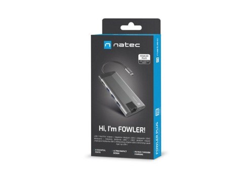 NATEC MULTIPORT ADAPTER FOWLER PLUS USB-C-> USB 3.0 3X, HDMI 4K, USB-C PD, RJ45, MICRO SD NMP-1690 NATEC MULTIPORT ADAPTER FOWLER PLUS USB-C-> USB 3.0 3X, HDMI 4K, USB-C PD, RJ45, MICRO SD NMP-1690