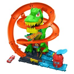Hot Wheels City Zakręcony tor Remiza T-Rexa JBM73 MATTEL