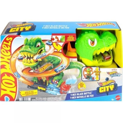 Hot Wheels City Zakręcony tor Remiza T-Rexa JBM73 MATTEL