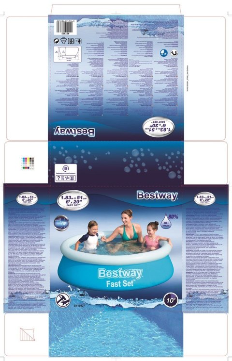 Bestway 57392 basen zewnętrzny naziemny Basen nadmuchiwany W kształcie okręgu 940 l Niebieski Bestway 57392 basen zewnętrzny naziemny Basen nadmuchiwany W kształcie okręgu 940 l Niebieski