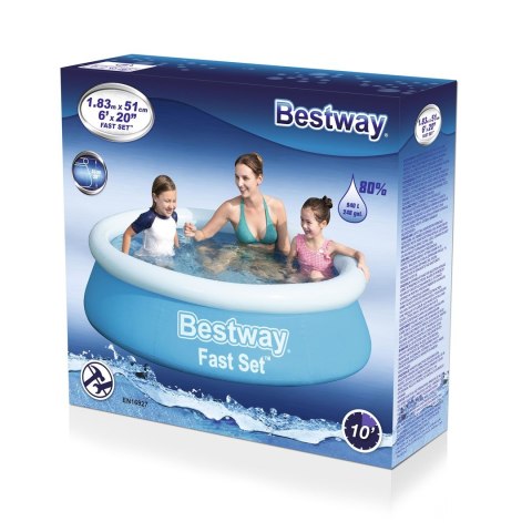 Bestway 57392 basen zewnętrzny naziemny Basen nadmuchiwany W kształcie okręgu 940 l Niebieski Bestway 57392 basen zewnętrzny naziemny Basen nadmuchiwany W kształcie okręgu 940 l Niebieski