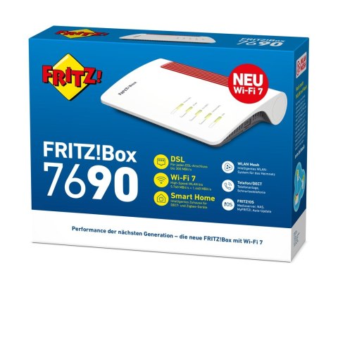 FRITZ!Box 7690 router bezprzewodowy 2.5 Gigabit Ethernet Dual-band (2.4 GHz/5 GHz) Biały FRITZ!Box 7690 router bezprzewodowy 2.5 Gigabit Ethernet Dual-band (2.4 GHz/5 GHz) Biały