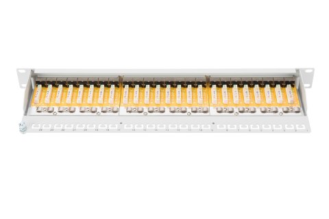 Digitus Panel krosowy (patch panel) 19'' 24x RJ45, LSA poziom, kat.6, ekranowany, 1U, szary, prowadnica kabli Digitus Panel krosowy (patch panel) 19'' 24x RJ45, LSA poziom, kat.6, ekranowany, 1U, szary, prowadnica kabli
