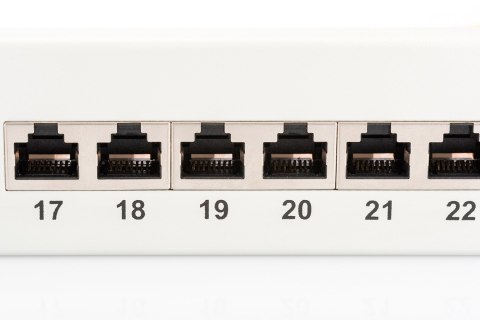 Digitus Panel krosowy (patch panel) 19'' 24x RJ45, LSA poziom, kat.6, ekranowany, 1U, szary, prowadnica kabli Digitus Panel krosowy (patch panel) 19'' 24x RJ45, LSA poziom, kat.6, ekranowany, 1U, szary, prowadnica kabli