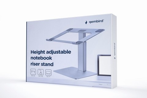 GEMBIRD PODSTAWKA POD NOTEBOOKA Z REGULACJĄ WYSOKOŚCI 15,6, SREBRNA