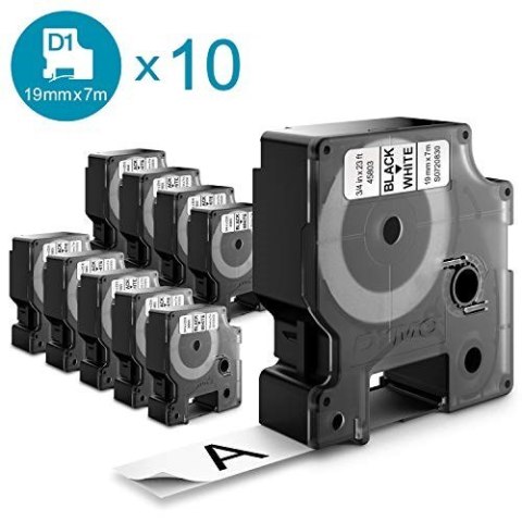 DYMO D1 Polyesterband Vorteilspack 19mmx7m schwarz-weiß 10 Stück DYMO D1 Polyesterband Vorteilspack 19mmx7m schwarz-weiß 10 Stück