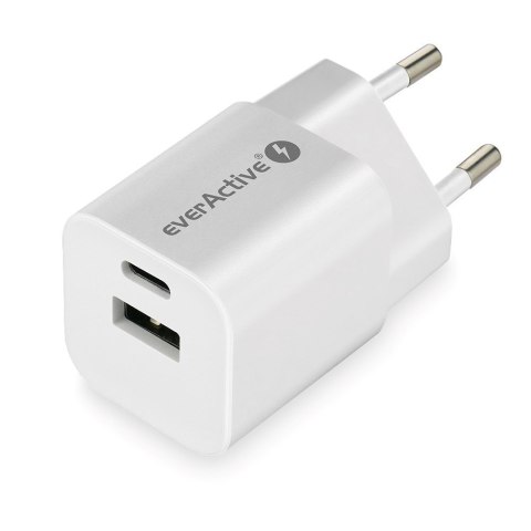 EVERACTIVE ŁADOWARKA SIECIOWA GAN SC-390Q Z GNIAZDEM USB QC3.0 ORAZ USB-C PD PPS 30W SC-390Q