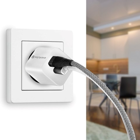 EVERACTIVE ŁADOWARKA SIECIOWA GAN SC-390Q Z GNIAZDEM USB QC3.0 ORAZ USB-C PD PPS 30W SC-390Q