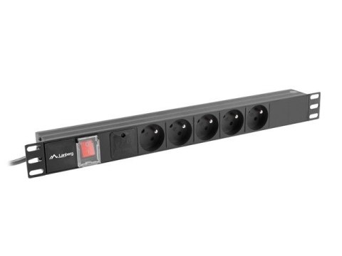 Lanberg PDU-05E-0200-BK rozdzielacz zasilania PDU 5 x gniazdo sieciowe 1U Czarny Lanberg PDU-05E-0200-BK rozdzielacz zasilania PDU 5 x gniazdo sieciowe 1U Czarny