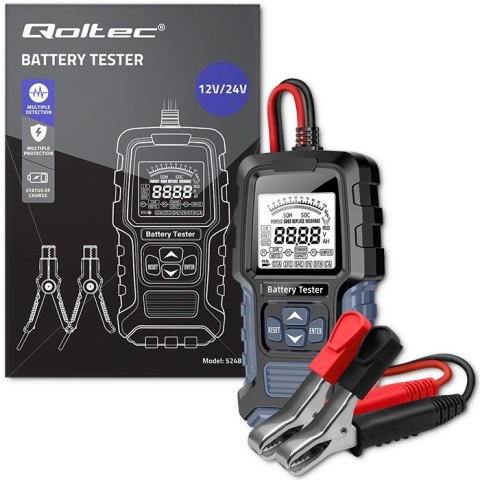 Qoltec Cyfrowy tester akumulatora z wyświetlaczem LCD | 12V | 24V | 3Ah-400Ah Qoltec Cyfrowy tester akumulatora z wyświetlaczem LCD | 12V | 24V | 3Ah-400Ah