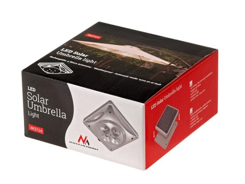 WYSOKIEJ JAKOŚCI LAMPA SOLARNA Z CZUJNIKIEM ZMIERZCHU POD PARASOL Maclean MCE124 WYSOKIEJ JAKOŚCI LAMPA SOLARNA Z CZUJNIKIEM ZMIERZCHU POD PARASOL Maclean MCE124