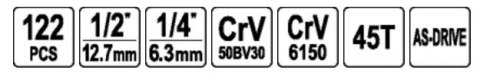 Zestaw narzędziowy 1/2" 122cz XXL STHOR 58690