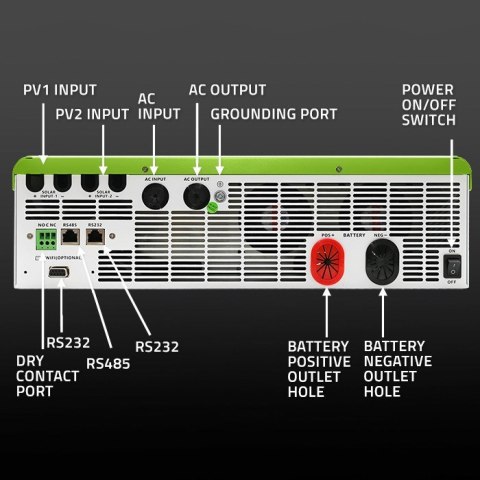 Hybrydowy inwerter solarny Qoltec Off-Grid 11000W | 160A | 48V | MPPT | BMS | Sinus | opcja Wi-Fi | Power Factor 1.0 Hybrydowy inwerter solarny Qoltec Off-Grid 11000W | 160A | 48V | MPPT | BMS | Sinus | opcja Wi-Fi | Power Factor 1.0