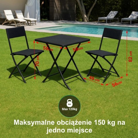Mały zestaw mebli ogrodowych Black Forest | dwa krzesła + stolik czarny Mały zestaw mebli ogrodowych Black Forest | dwa krzesła + stolik czarny