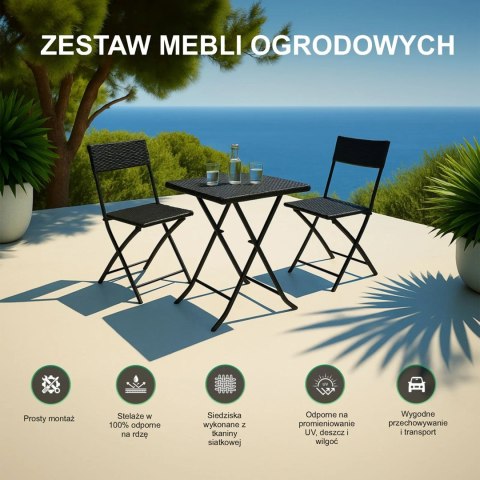 Mały zestaw mebli ogrodowych Black Forest | dwa krzesła + stolik czarny Mały zestaw mebli ogrodowych Black Forest | dwa krzesła + stolik czarny