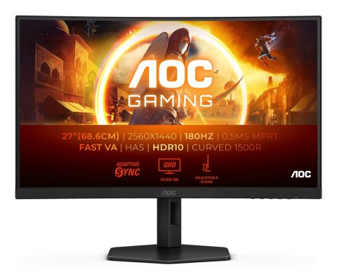 AOC G4 CQ27G4X monitor komputerowy 68,6 cm (27") 2560 x 1440 px Quad HD LCD Czarny AOC G4 CQ27G4X monitor komputerowy 68,6 cm (27") 2560 x 1440 px Quad HD LCD Czarny