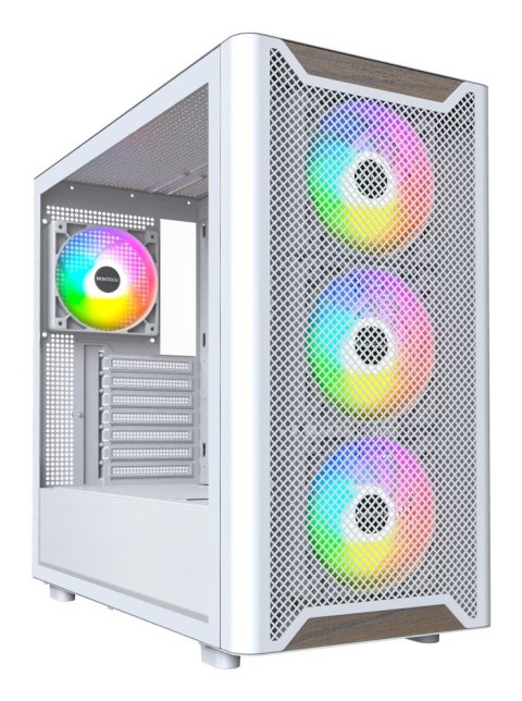 Drewniana obudowa PC Montech XR, Midi-Tower, ATX, ARGB, Szkło hartowane - biała Drewniana obudowa PC Montech XR, Midi-Tower, ATX, ARGB, Szkło hartowane - biała