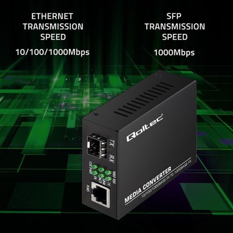Qoltec Dwukierunkowy Media Konwerter SWITCH Ethernet 1x RJ45 1x SFP| 1000Mb/s | 5V Qoltec Dwukierunkowy Media Konwerter SWITCH Ethernet 1x RJ45 1x SFP| 1000Mb/s | 5V