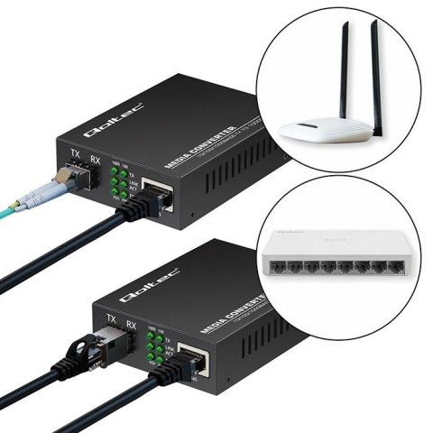 Qoltec Dwukierunkowy Media Konwerter SWITCH Ethernet 1x RJ45 1x SFP| 1000Mb/s | 5V Qoltec Dwukierunkowy Media Konwerter SWITCH Ethernet 1x RJ45 1x SFP| 1000Mb/s | 5V