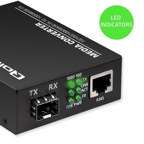 Qoltec Dwukierunkowy Media Konwerter SWITCH Ethernet 1x RJ45 1x SFP| 1000Mb/s | 5V Qoltec Dwukierunkowy Media Konwerter SWITCH Ethernet 1x RJ45 1x SFP| 1000Mb/s | 5V