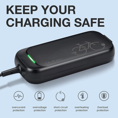 Qoltec Szybka Ładowarka do roweru skutera elektrycznego 36V | 42V | 2A | 5.5*2.5 | wodoodporna +kabel zasilający Qoltec Szybka Ładowarka do roweru skutera elektrycznego 36V | 42V | 2A | 5.5*2.5 | wodoodporna +kabel zasilający