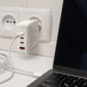 Qoltec Ładowarka sieciowa 140W GaN | 5-20V | 2.5-5A | 3 x USB-C PD | 1 x USB QC 3.0 | Biała