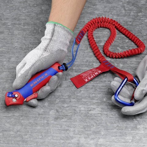 KNIPEX NÓŻ DO ŚCIĄGANIA IZOLACJI ZE STOPKĄ PROWADZĄCĄ I GRZECHOTKĄ