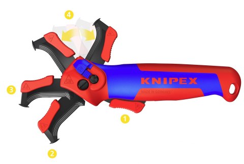 KNIPEX NÓŻ DO ŚCIĄGANIA IZOLACJI ZE STOPKĄ PROWADZĄCĄ I GRZECHOTKĄ
