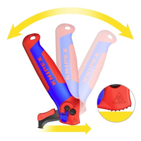 KNIPEX NÓŻ DO ŚCIĄGANIA IZOLACJI ZE STOPKĄ PROWADZĄCĄ I GRZECHOTKĄ