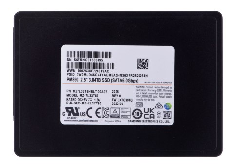 Dysk SSD Samsung PM893 3.84TB SATA 2.5" MZ7L33T8HBLT-00A07 (DWPD 1) Dysk SSD Samsung PM893 3.84TB SATA 2.5" MZ7L33T8HBLT-00A07 (DWPD 1)