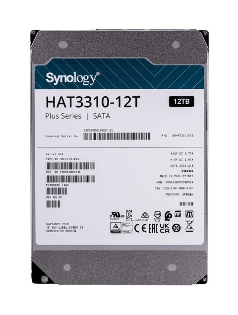 Synology HDD Plus Series (12TB; 3.5"; SATA) HAT3310-12T Synology HDD Plus Series (12TB; 3.5"; SATA) HAT3310-12T