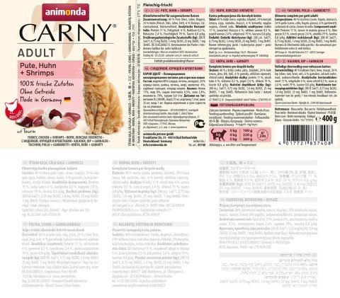 ANIMONDA Carny Adult indyk, kurczak, krewetki - mokra karma dla kota - 400g ANIMONDA Carny Adult indyk, kurczak, krewetki - mokra karma dla kota - 400g