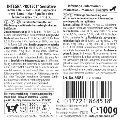 ANIMONDA Integra Protect Sensitive jagnięcina z ryżem - mokra karma dla kota - 100g ANIMONDA Integra Protect Sensitive jagnięcina z ryżem - mokra karma dla kota - 100g