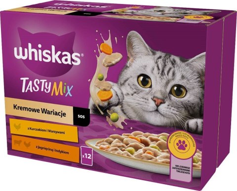 WHISKAS Tasty Mix Kremowe wariacje w sosie - mokra karma dla kota - saszetka -12x85 g WHISKAS Tasty Mix Kremowe wariacje w sosie - mokra karma dla kota - saszetka -12x85 g
