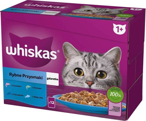 Whiskas Rybne Przysmaki w galaretce Adult - mokra karma dla kota - saszetka - 12x85 g Whiskas Rybne Przysmaki w galaretce Adult - mokra karma dla kota - saszetka - 12x85 g