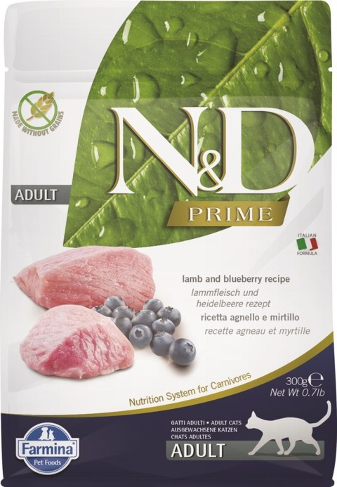 FARMINA N&D Prime Cat Lamb and Blueberry Adult - sucha karma dla kota - 300 g FARMINA N&D Prime Cat Lamb and Blueberry Adult - sucha karma dla kota - 300 g