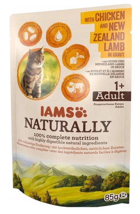 IAMS Naturally Adult z kurczakiem i jagnięciną nowozelandzką w sosie 85g kot IAMS Naturally Adult z kurczakiem i jagnięciną nowozelandzką w sosie 85g kot