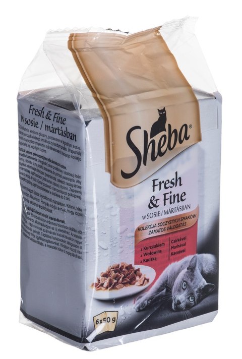 SHEBA Fresh & Fine mięsne dania w sosie - mokra karma dla kota - 6x50 g SHEBA Fresh & Fine mięsne dania w sosie - mokra karma dla kota - 6x50 g