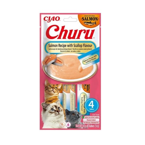 INABA CAT CHURU SALMON WITH SCALLOP przysmak dla kota 4x14g (56g) INABA CAT CHURU SALMON WITH SCALLOP przysmak dla kota 4x14g (56g)