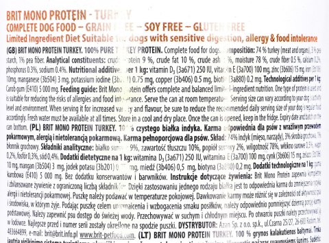 BRIT Mono Protein Turkey - mokra karma z indykiem dla psa - 400 g BRIT Mono Protein Turkey - mokra karma z indykiem dla psa - 400 g