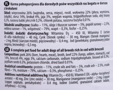 DOLINA NOTECI Premium bogata w dorsza z brokułami - mokra karma dla psa - 400g DOLINA NOTECI Premium bogata w dorsza z brokułami - mokra karma dla psa - 400g