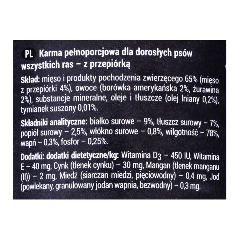 DOLINA NOTECI Rafi z przepiórką, borówką i żurawiną - mokra karma dla psa - 400g DOLINA NOTECI Rafi z przepiórką, borówką i żurawiną - mokra karma dla psa - 400g