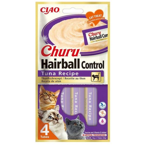 INABA CAT CHURU HAIRBALL TUNA 4x14g (56g) INABA CAT CHURU HAIRBALL TUNA 4x14g (56g)